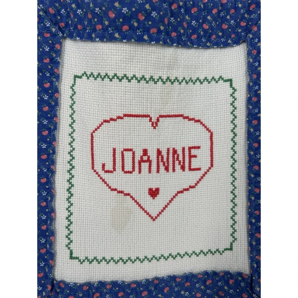 Vintage 70s Calico Floral Print Lace Kitchen Apron House Wife Joanne